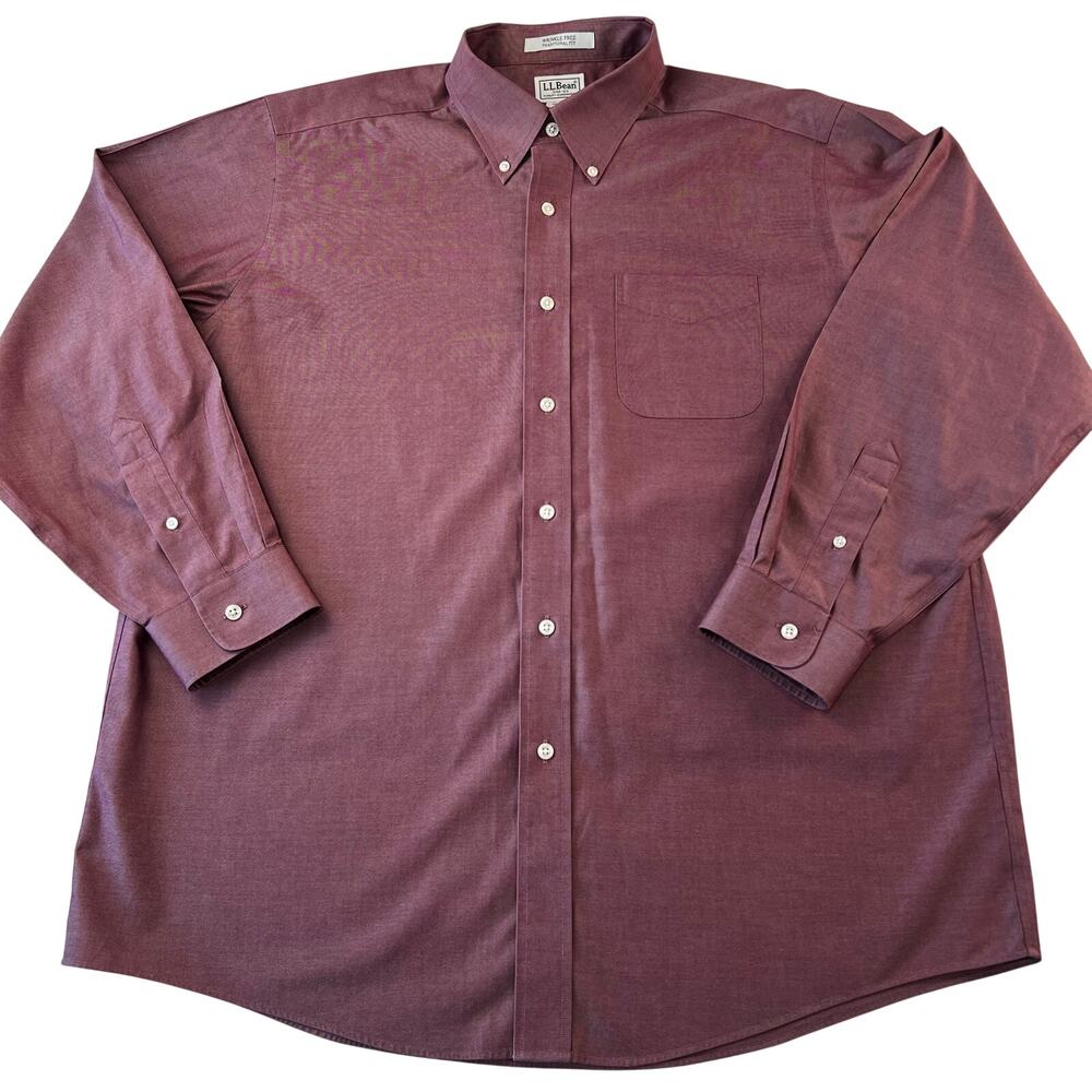 L.L. Bean wrinkle free Maroon Men's size 17 34 XL